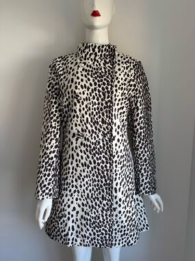 Banana Republic Black & White Animal Print Double-Breasted Lightweight Jacket